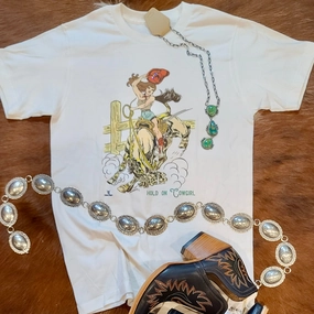 Hold On Cowgirl Tee ContouredPanels Simple Cut
