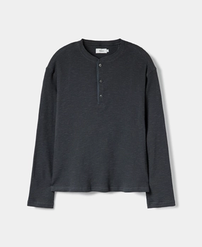 UV Protective Fabric All-Weather Wear Honeycomb Waffle Knit Henley Long Sleeve T-Shirt - Vintage Black