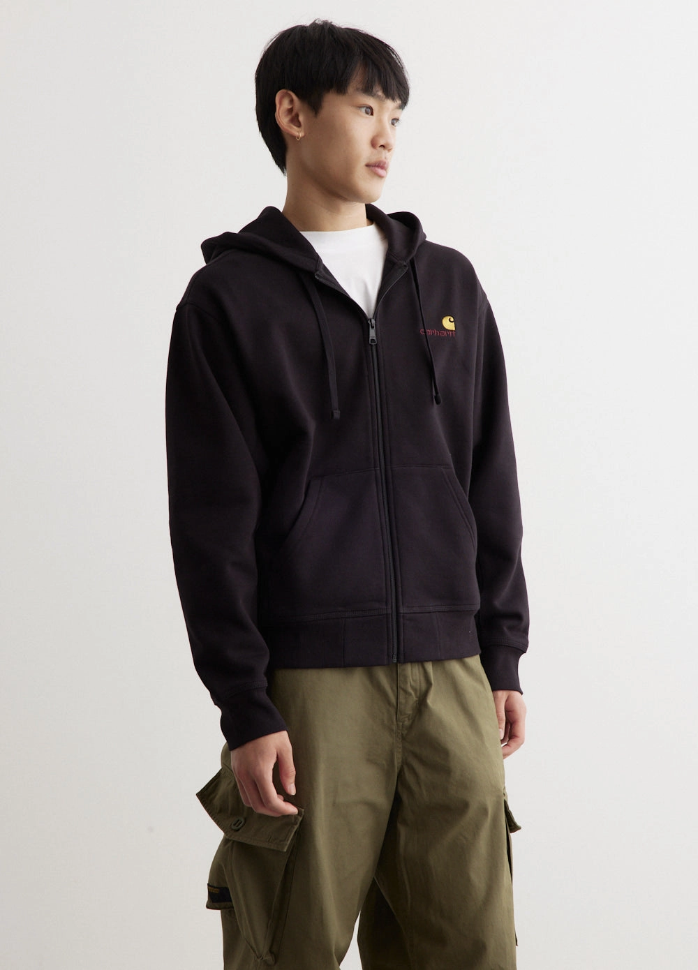 Hooded American Script Jacket Noise Reduction Design Vegan Leather Accents