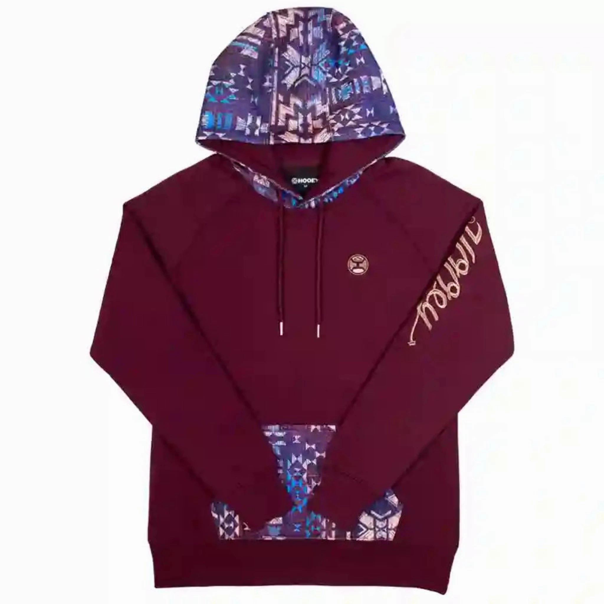 Cold Day Look Hooey Ladies Maroon Aztec Hoodie