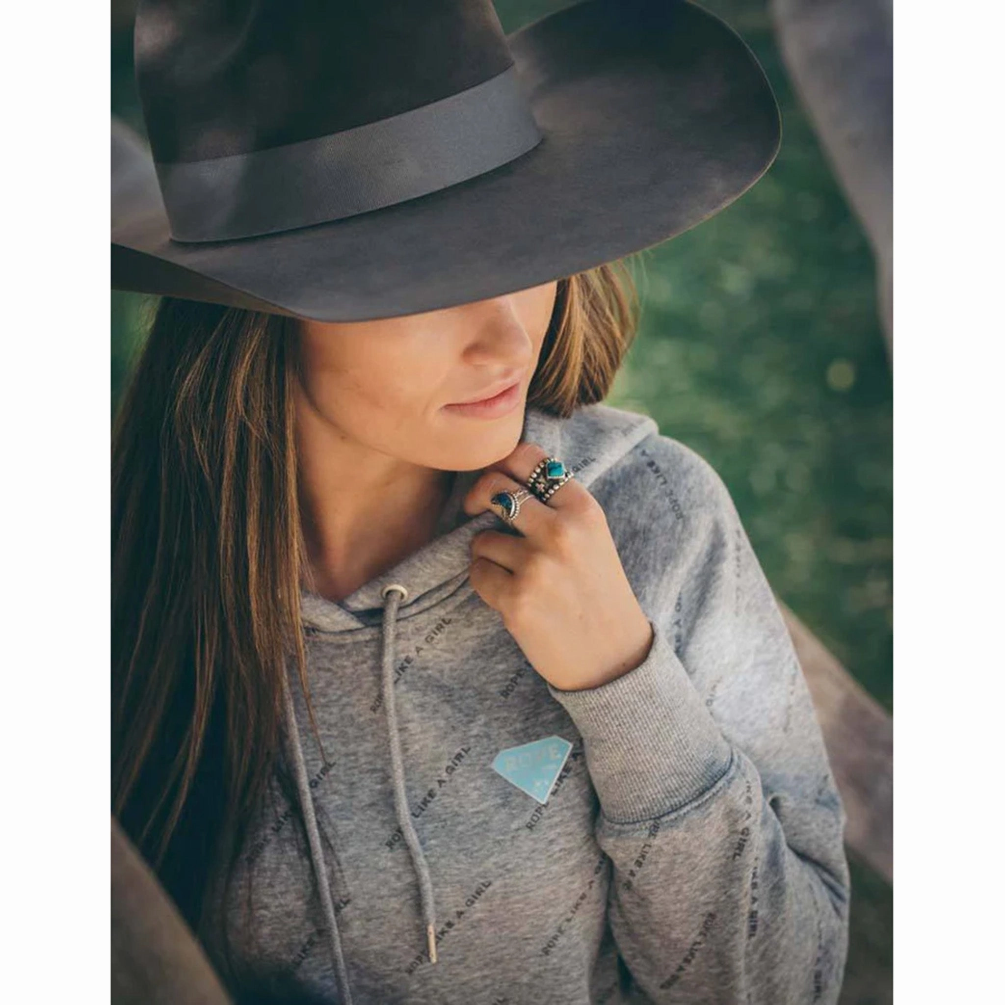 Layered Protection Hooey Ladies "Rope Like A Girl " Grey Hoodie