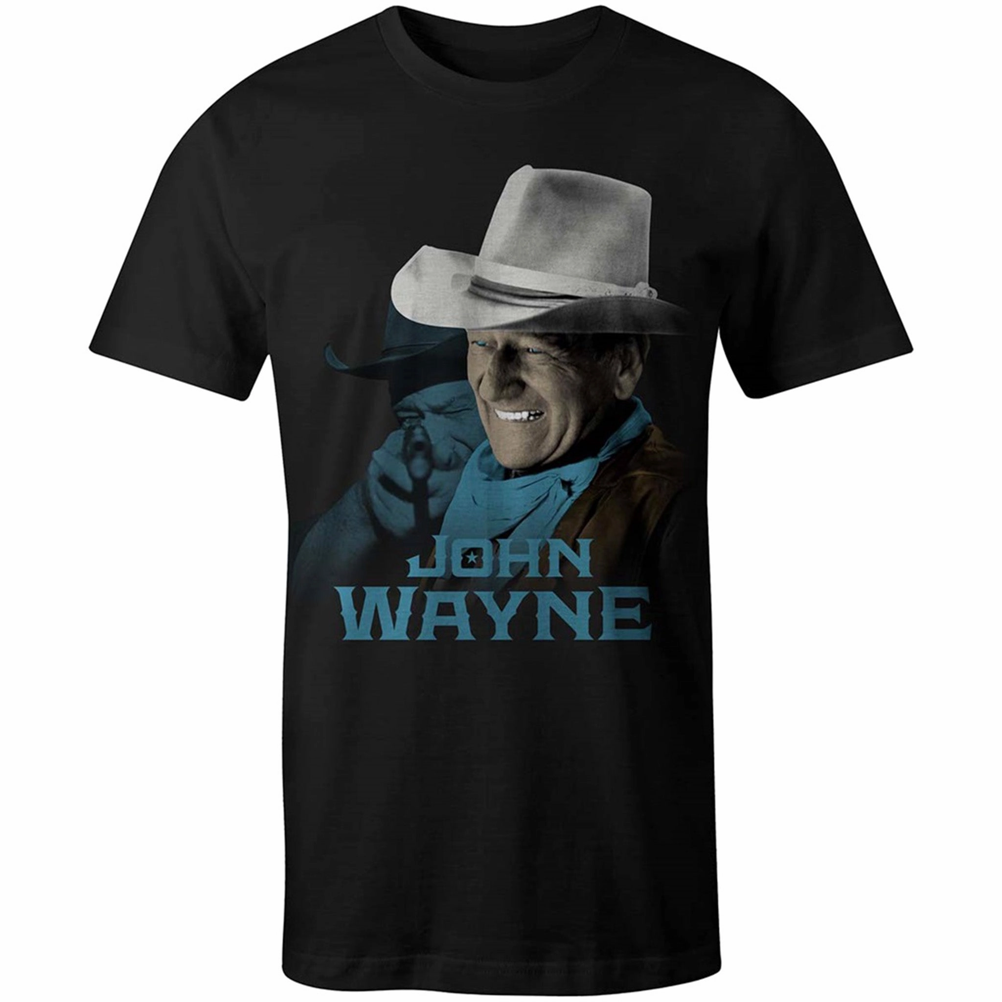 Seamless Side Panels Bold Print Hooey Men's Black John Wayne Tee