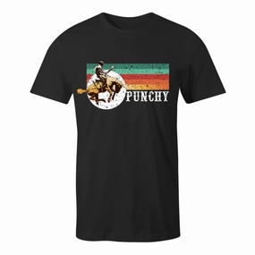 vacation wear Hooey Men's Black with Serape Punchy T-Shirt