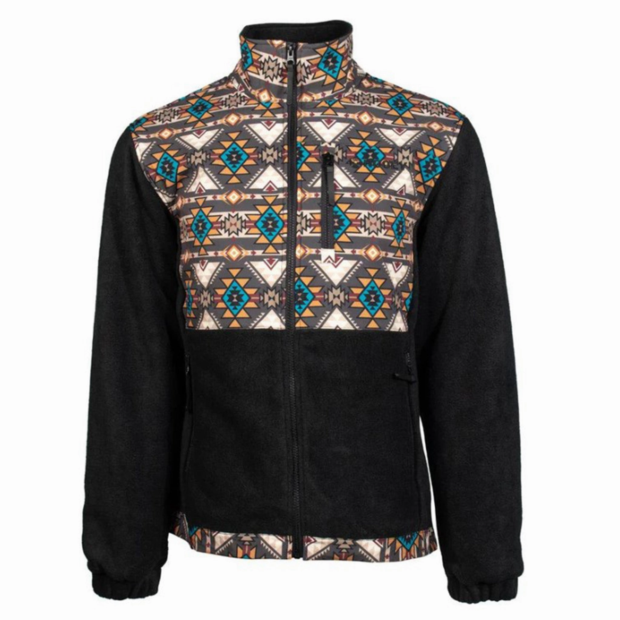 Classic Fit Hooey Men's Brown & Tan Aztec Fleece Jacket