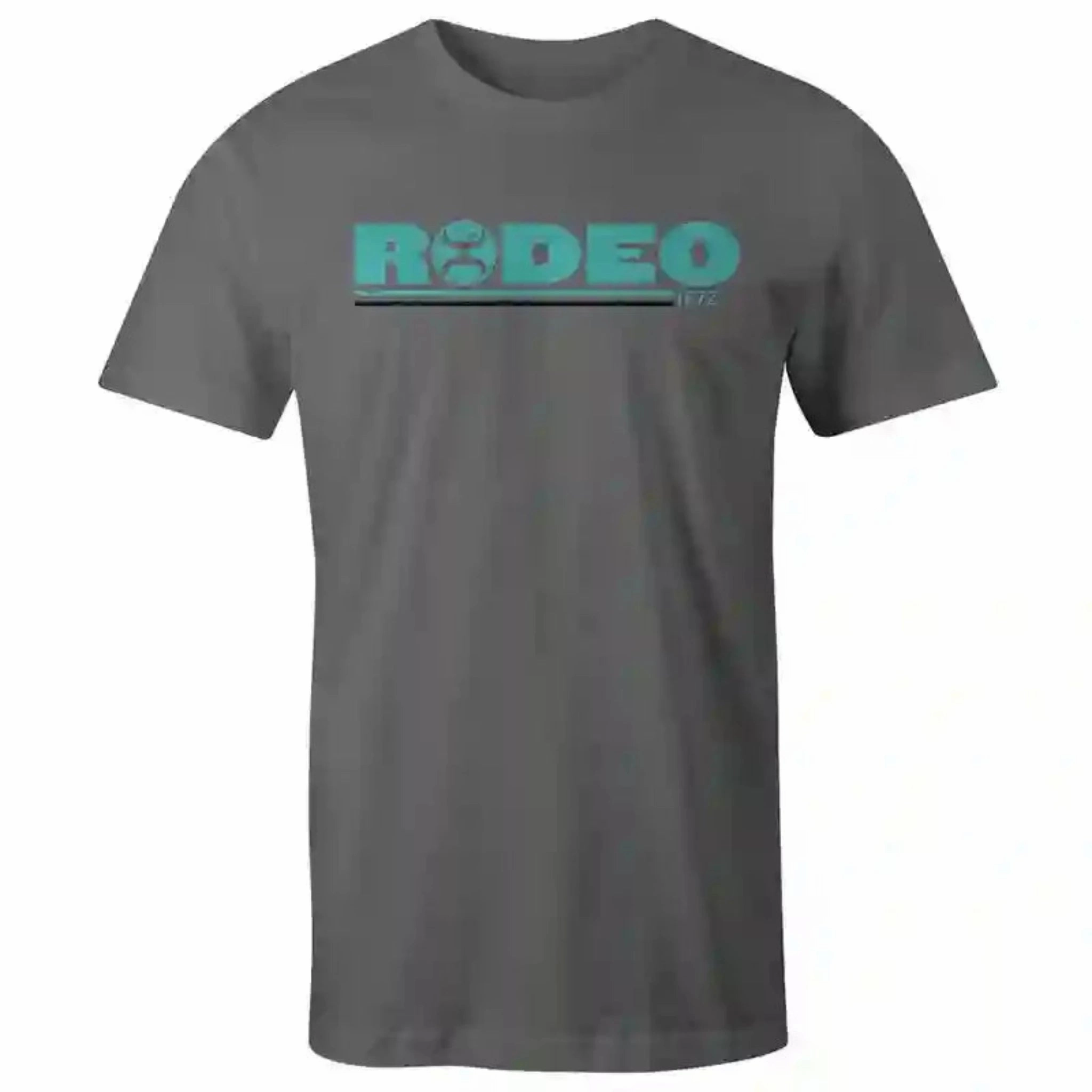 Hooey Men's Grey Tee with Turquoise Rodeo Logo Reinforced Shoulders Graduation Ceremony