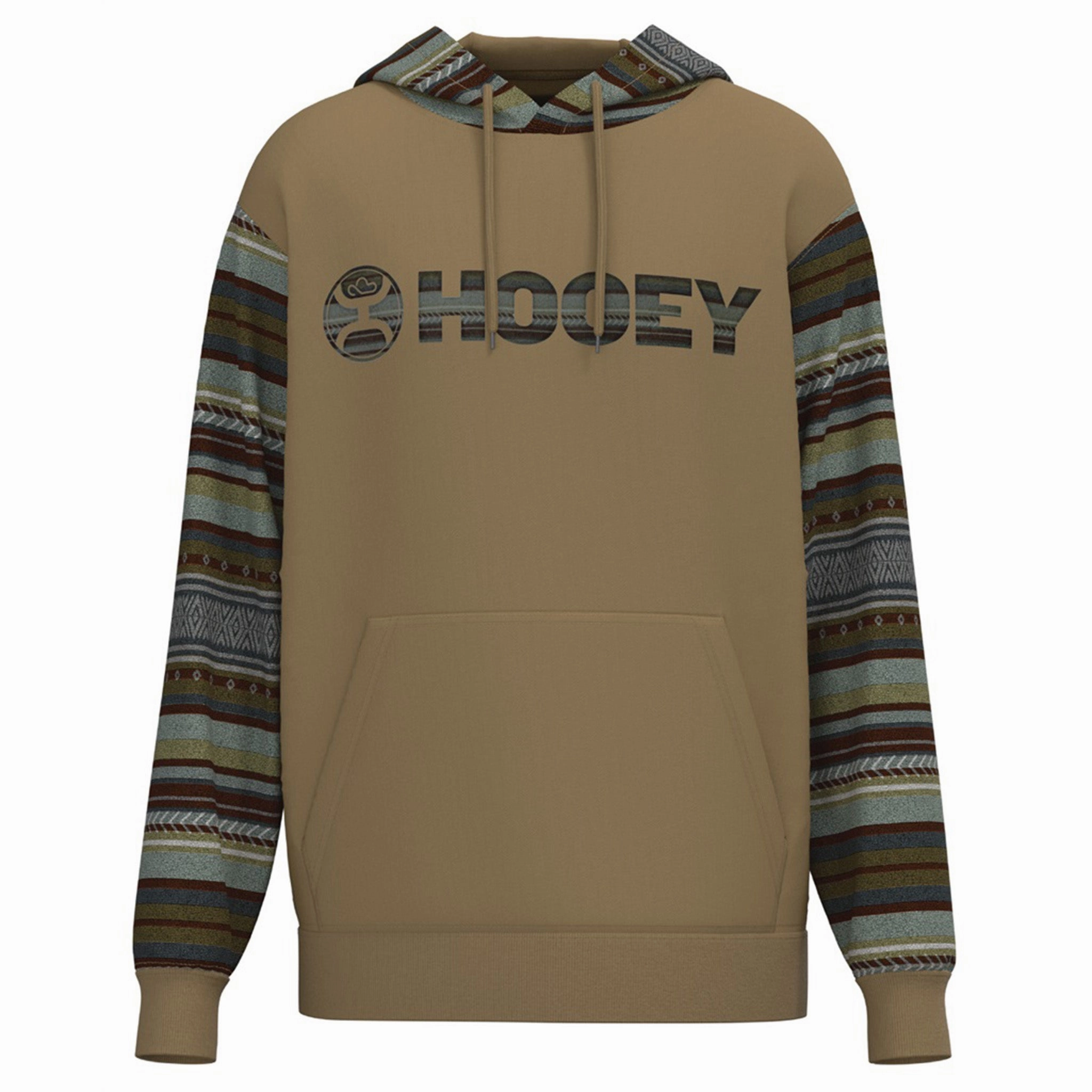 Hooey Men's "Lock-Up" Brown with Serape Sleeves Hoodie Reinforced Side Vents