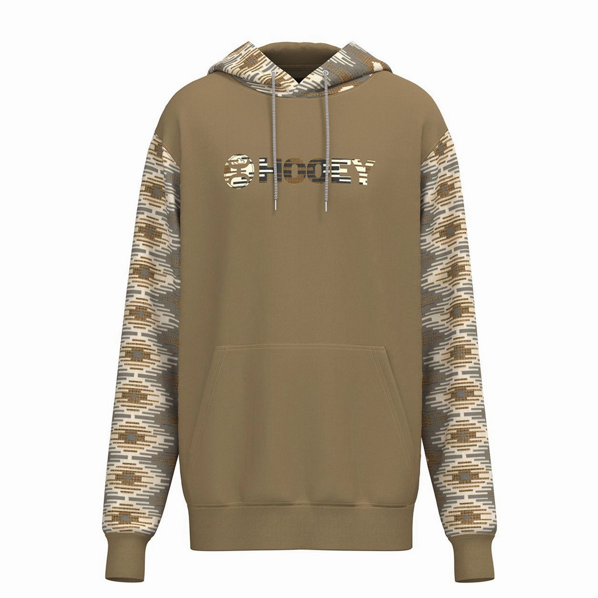 Hooey Men's "Lock-Up" Tan Hoodie With Aztec Pattern Sleeves InterchangeableLining