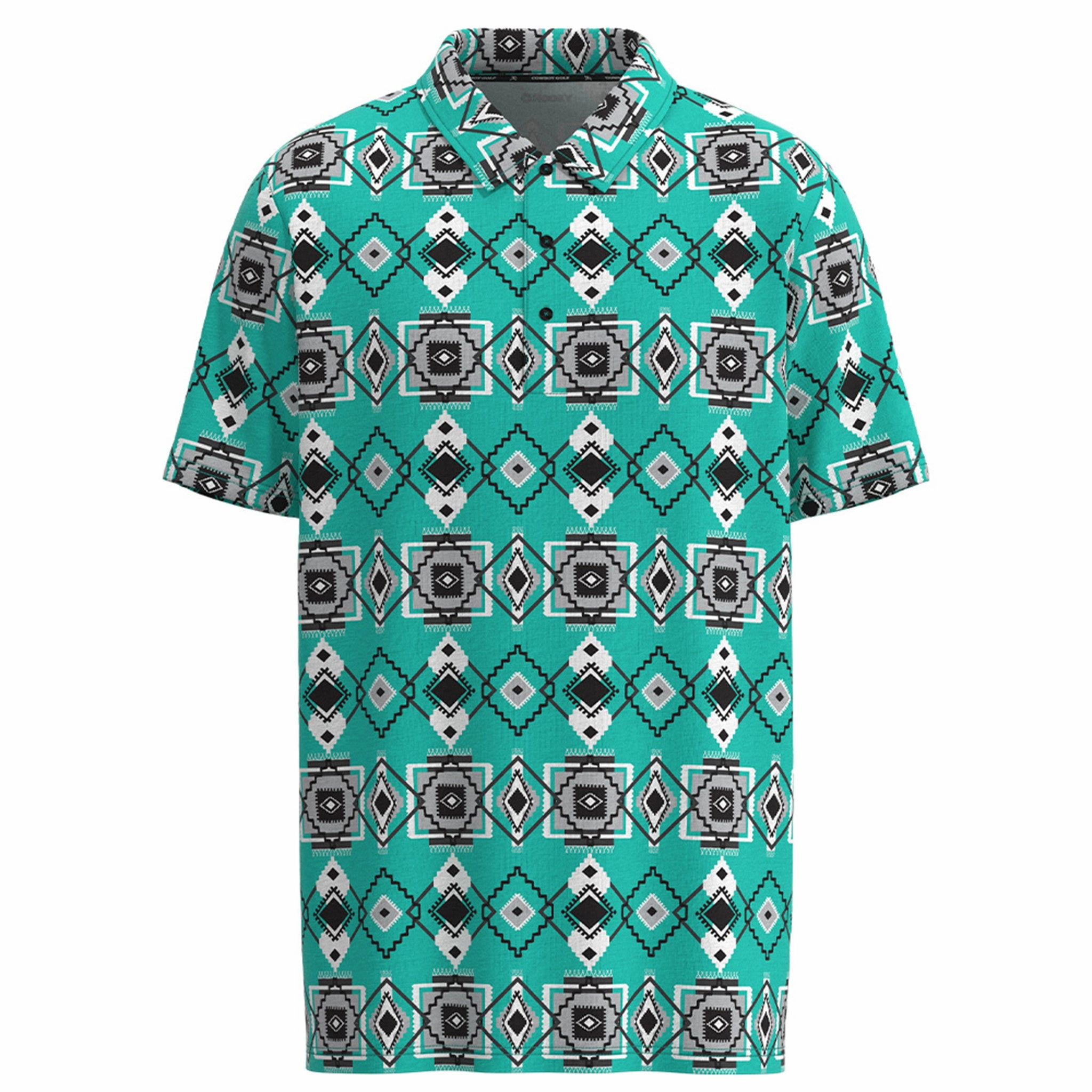 Hooey Men's "The Weekender" Aqua Aztec Polo Simple Style Seasonal Style