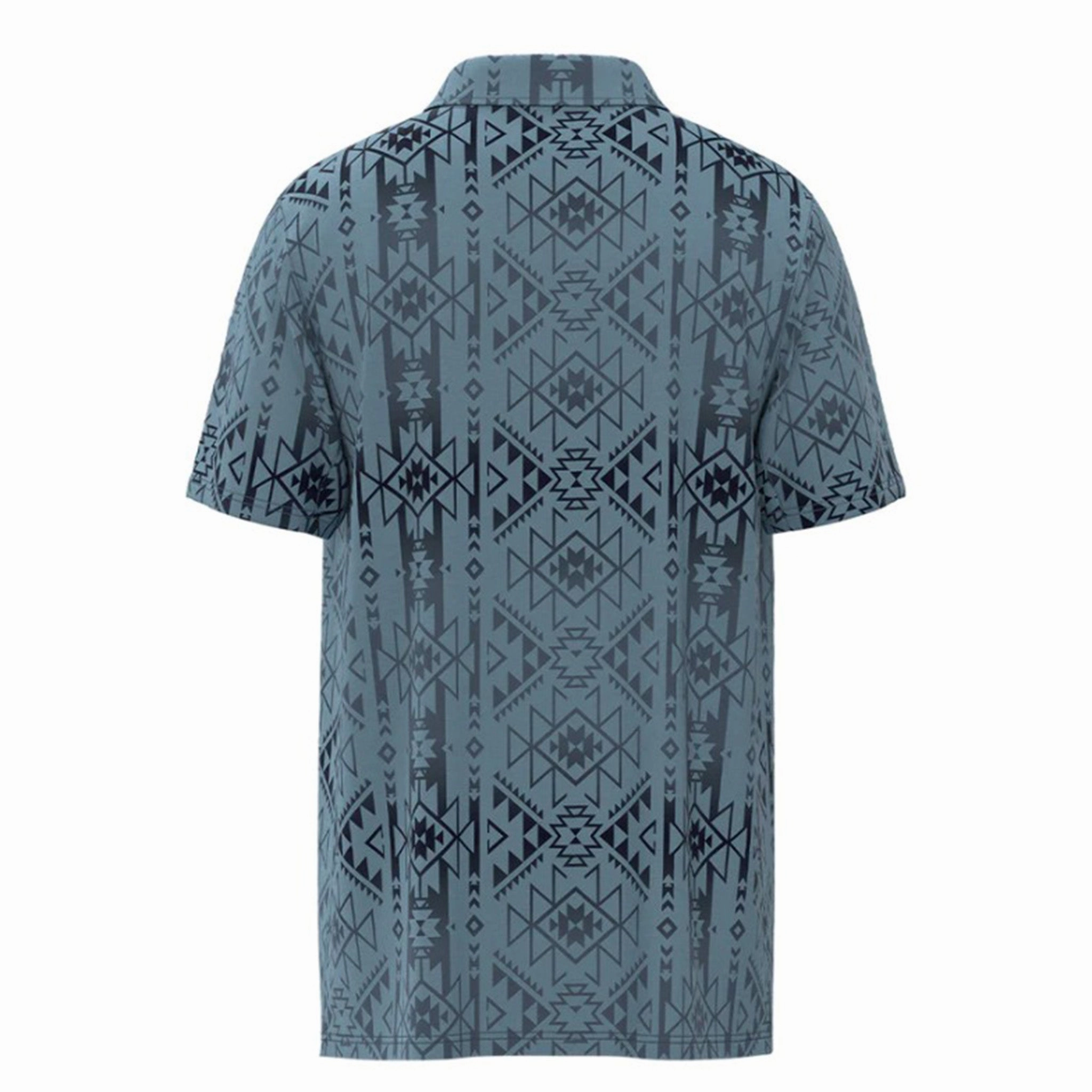 Active Wear Hooey Men's "The Weekender" Blue Aztec Polo Short Sleeve