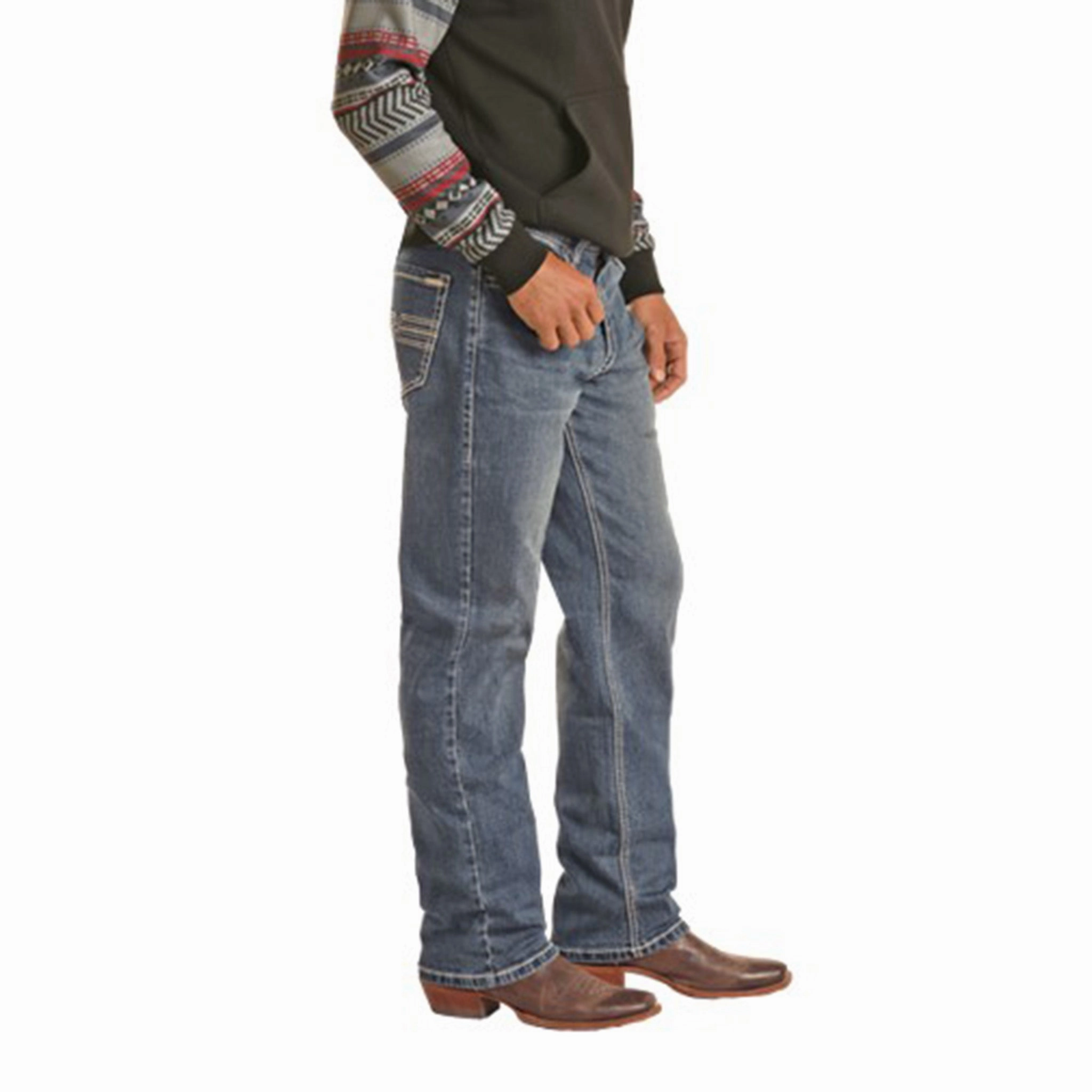 Premium Fit Multi Layer Knee Reinforcement Hooey Men's Relaxed Tapered Bootcut Jeans