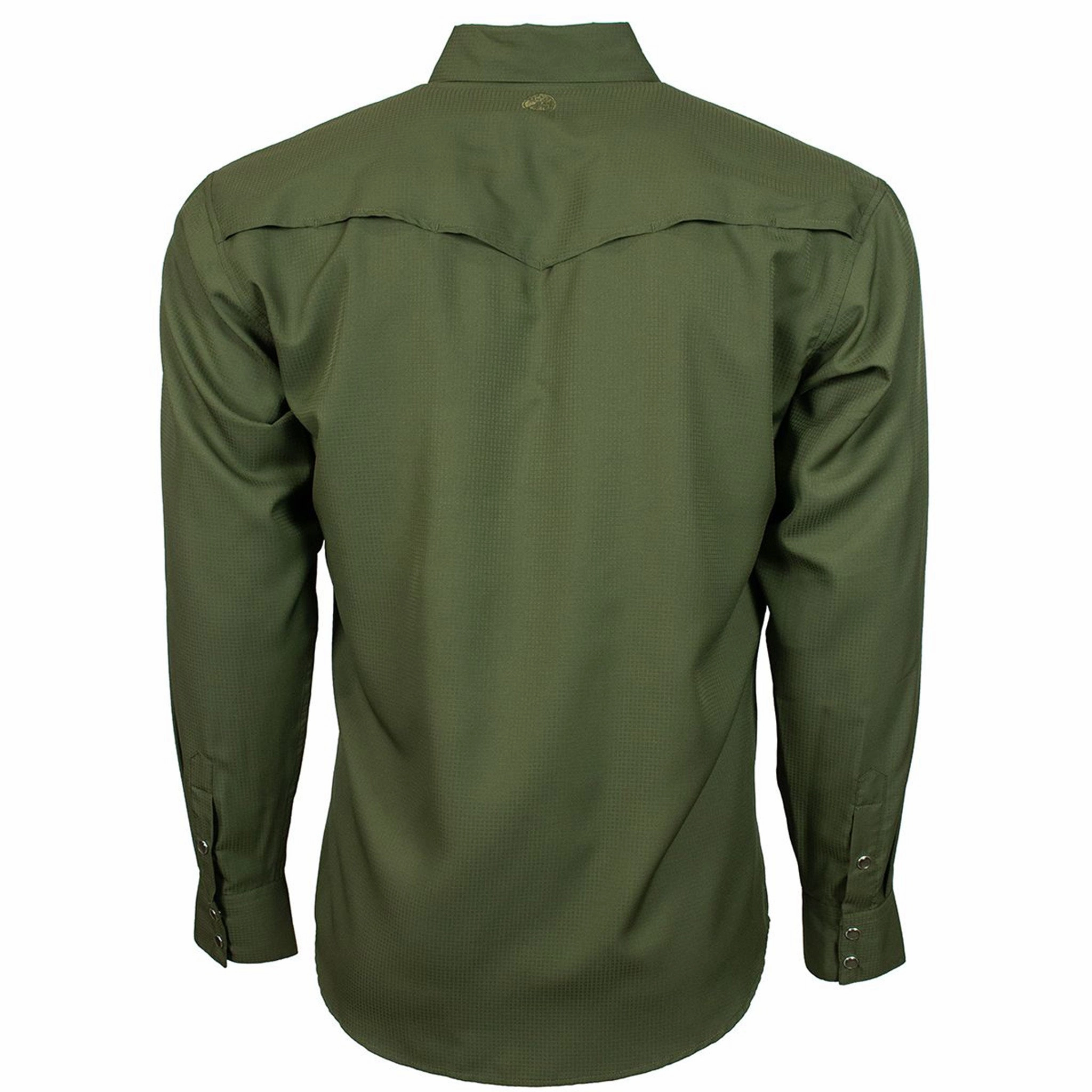 Hooey Men's SOL Olive Western Shirt Laser Cut Edge Detail Pre Shrunk Cotton Blend