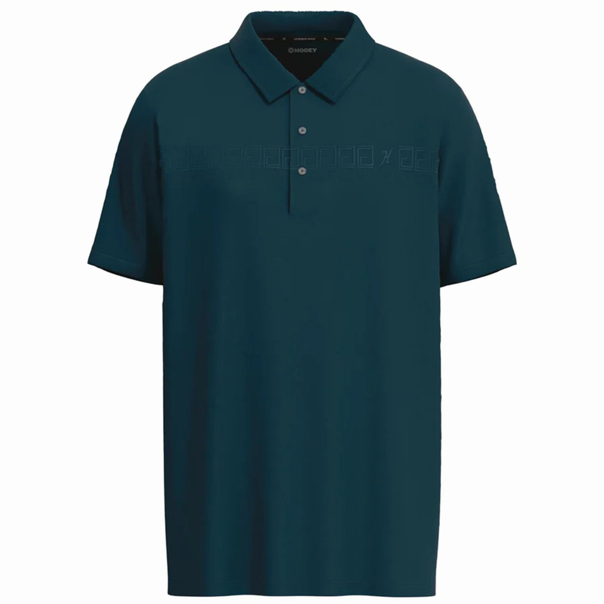 Hooey Men's Teal Embossed Polo Casual Elegance Tuckable Hem