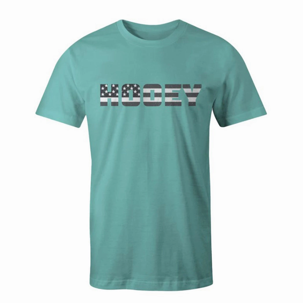 Bold colors Pocket Detailing Hooey Men's Turquoise Patriot Tee