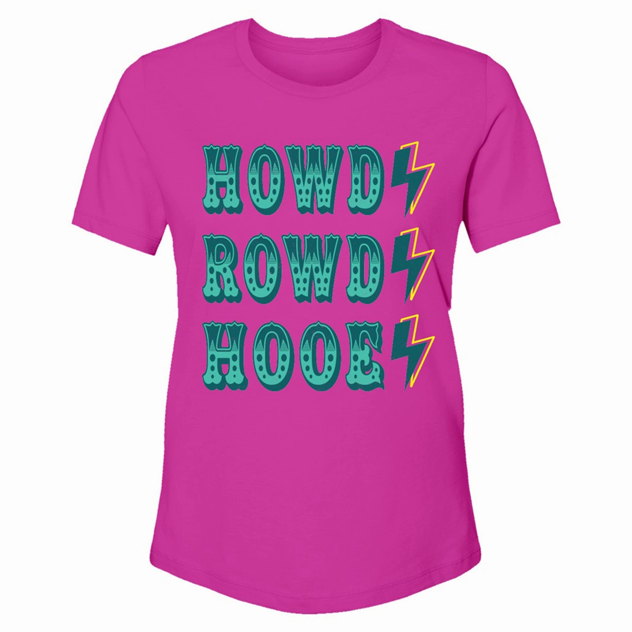 Hooey "Howdy Rowdy Hooey" Fuchsia with Teal T-Shirt FrictionResistant Trim Low Profile Collar