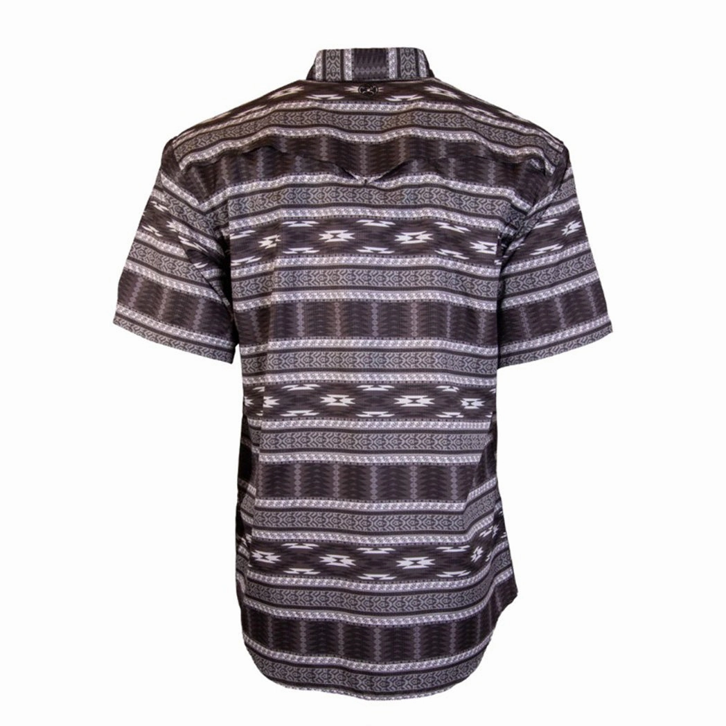 Hooey "Sol" Black Aztec Short Sleeve Pearl Snap Shirt Chill Comfort Fashion Essential