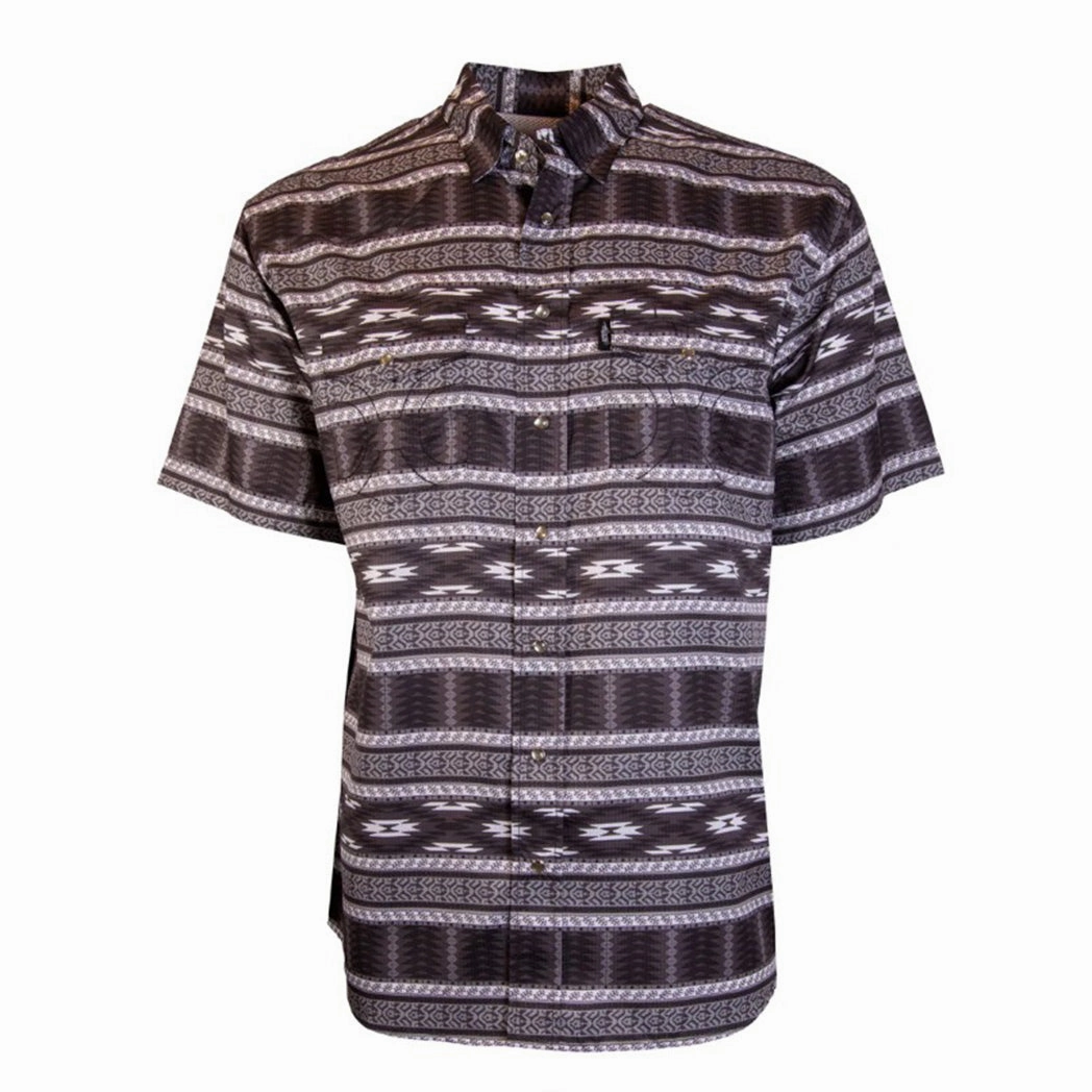 Hooey "Sol" Black Aztec Short Sleeve Pearl Snap Shirt Stretchable Cloth