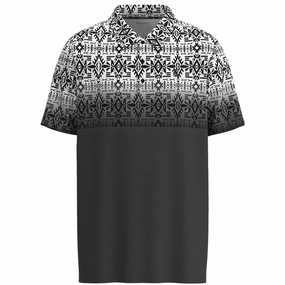 Smooth Stitch Pattern Midweight Textile Hooey Weekender Black and White Aztec Polo