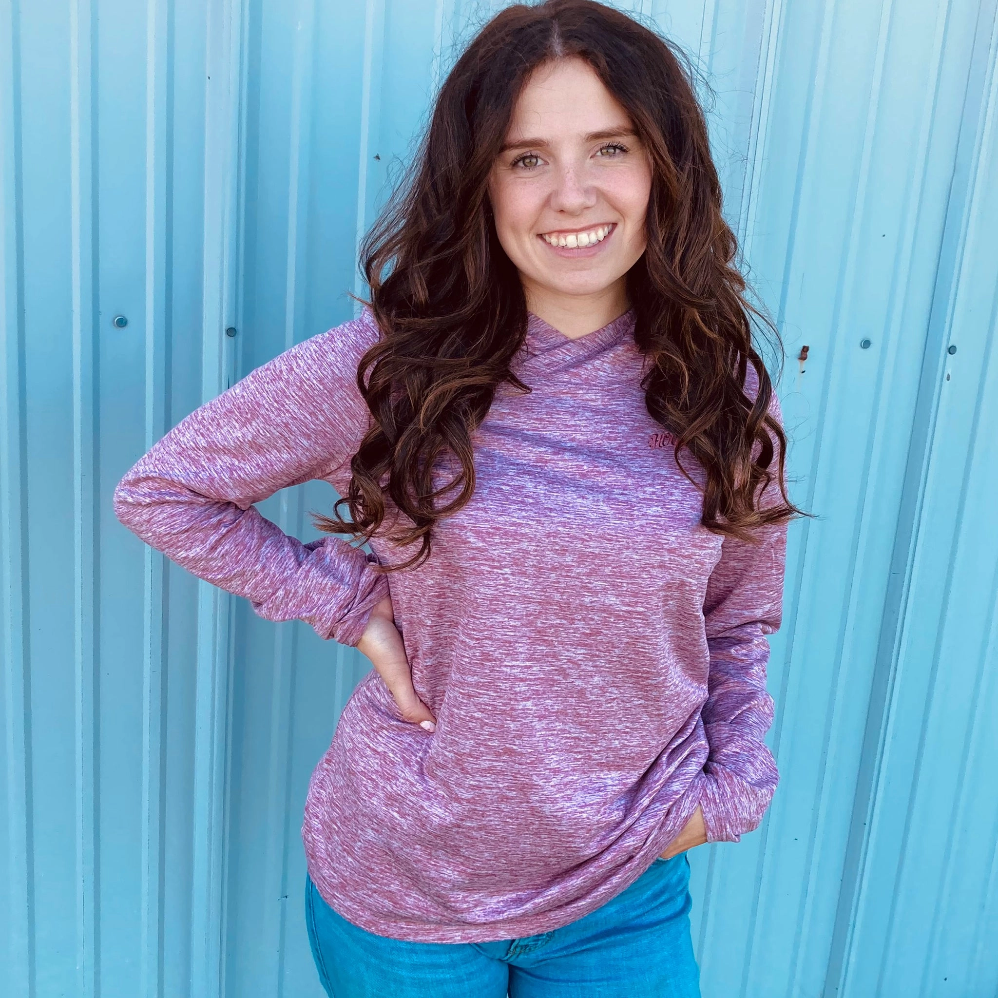 Hooey Women's Light Weight Pull-Over Hoodie-Maroon Glow In Dark Trims Street Ready