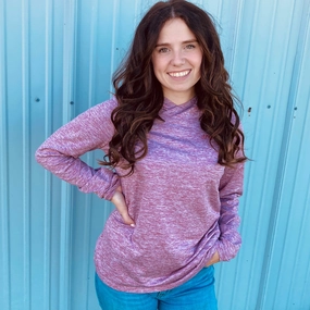 Hooey Women's Light Weight Pull-Over Hoodie-Maroon Heat Tech Fabric Teflon Finish