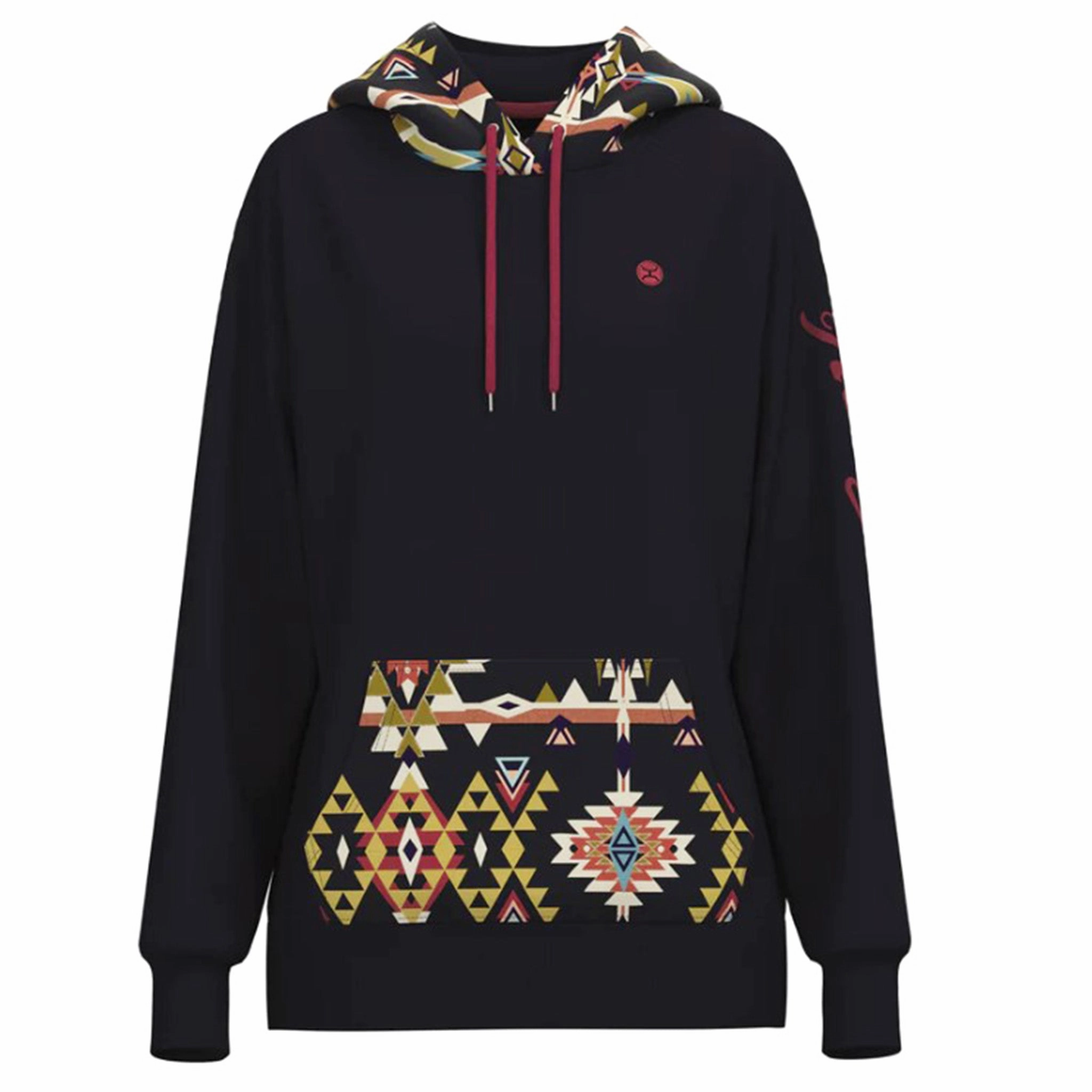 Sport Fit Layered Neckline Hooey Women's Navy Aztec Hoodie