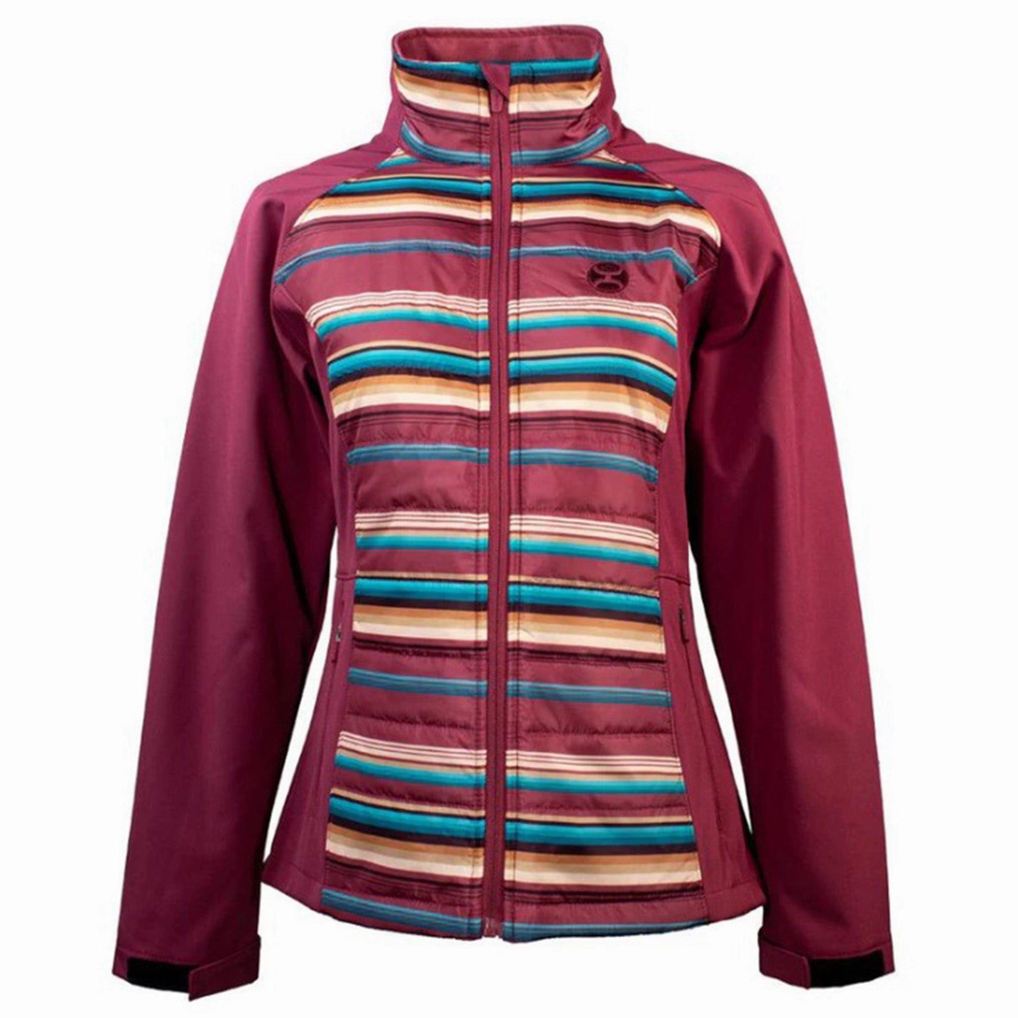 Hooey Women's Pink/Turquoise Striped Jacket Sleek Layers