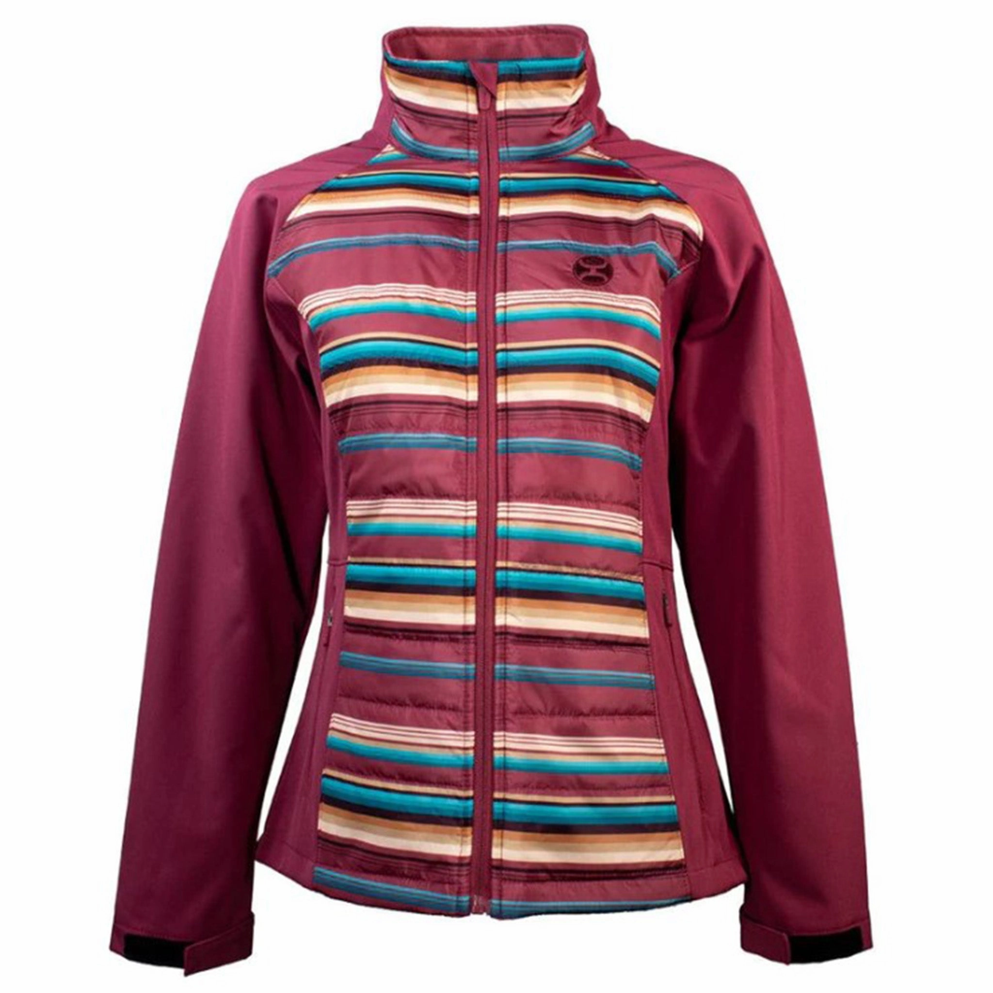 Plaid Print Simple Modern Piece Hooey Women's Pink/Turquoise Striped Jacket