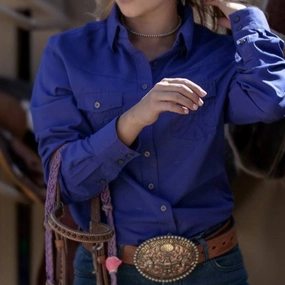 Shrinkage Prevention Treatment Ultra Soft Texture Hooey Women's SOL Blue Competition Shirt