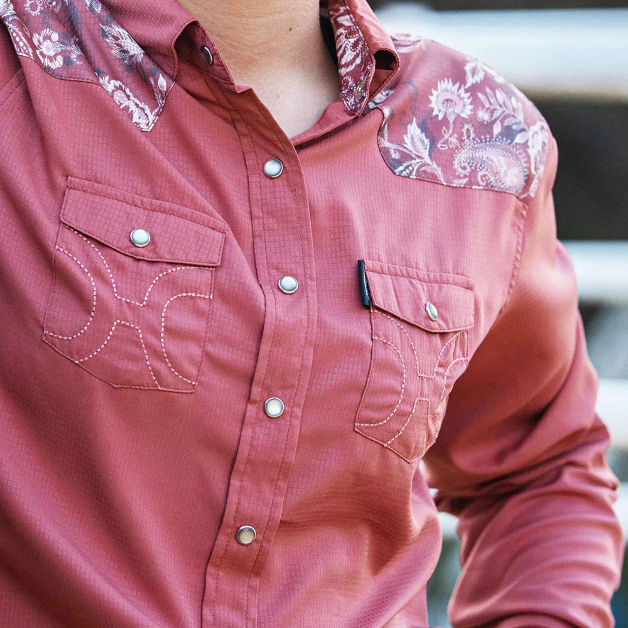 Hooey Women's SOL Floral Shirt Compact Weave Fabric