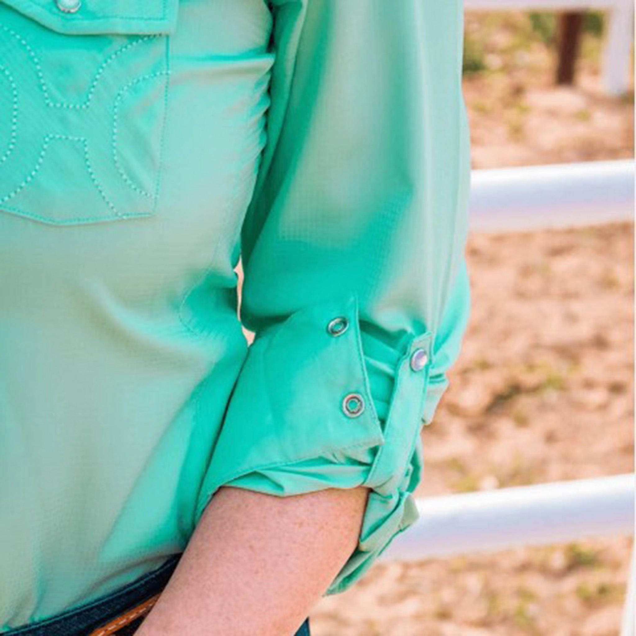 Hooey Women's SOL Sea Foam Shirt SoftBrushed AntiMicrobialLining