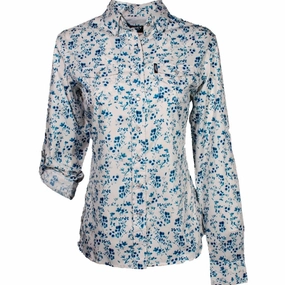 Hooey Women's SOL White Floral Shirt Contoured Side Panels NonFade Dye
