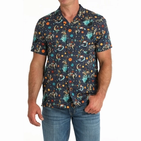 Soft Material Cinch Men's Space Cowboy Camp Short Sleeve Shirt