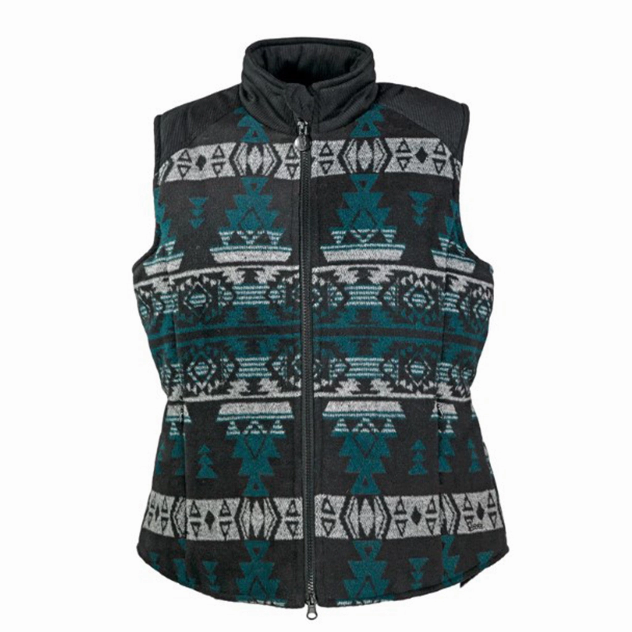 Outback Trading Women's Black Aztec Maybelle Vest NonBulkyLayering