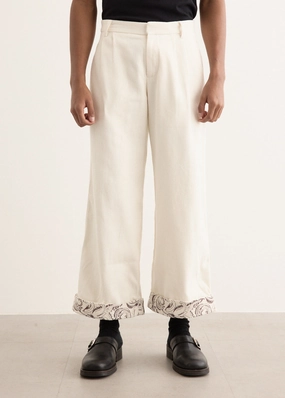 Timeless Style Relaxed Wear Paisley Embroidered Cuff Trousers