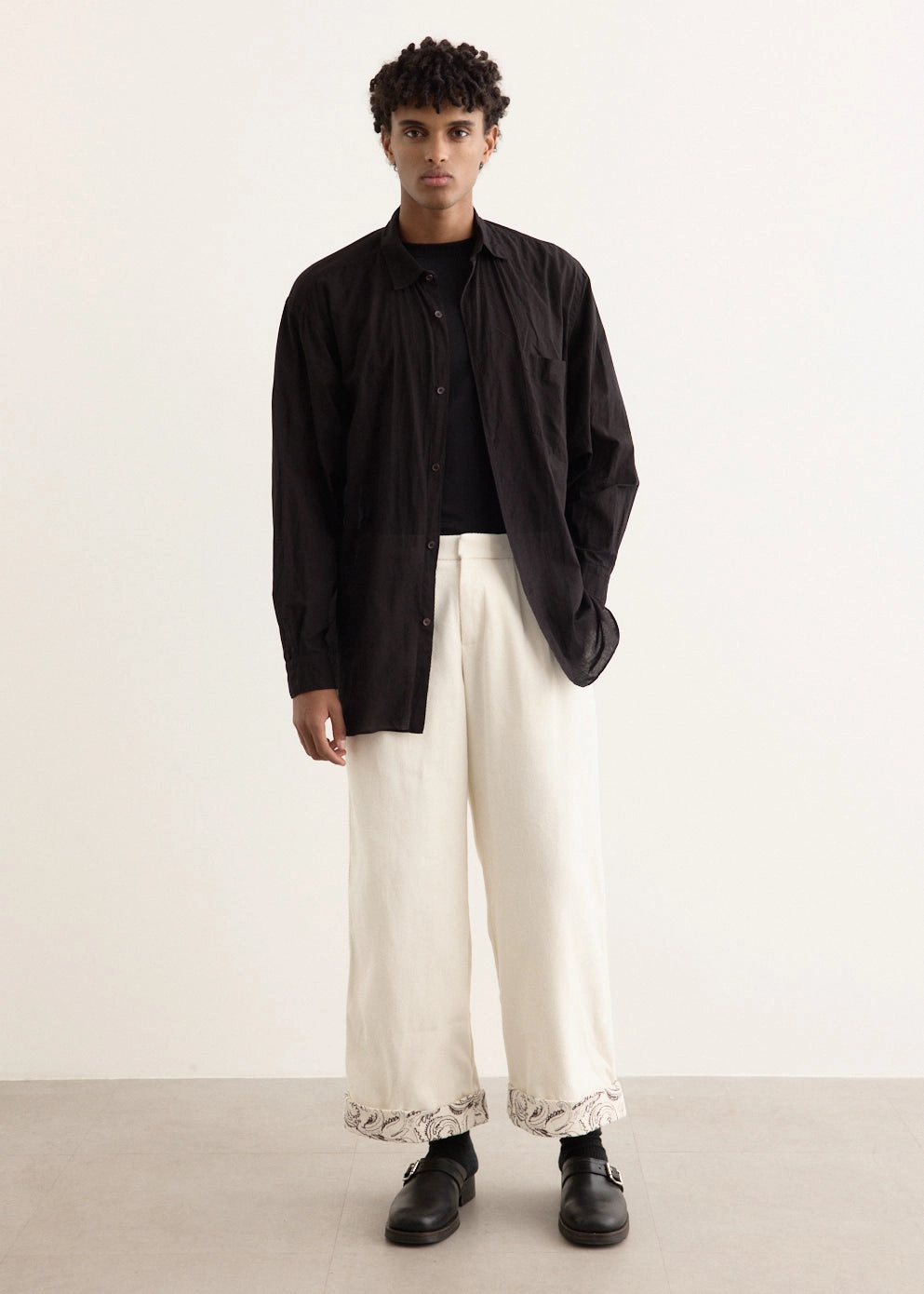 Paisley Embroidered Cuff Trousers Flattering Comfort Wear Long Wear