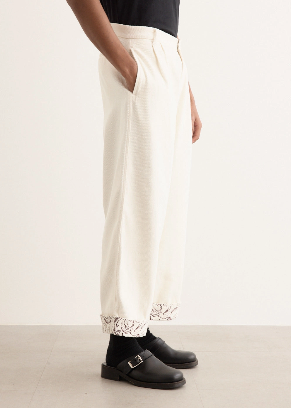 Paisley Embroidered Cuff Trousers Stylish Comfort Training Comfort