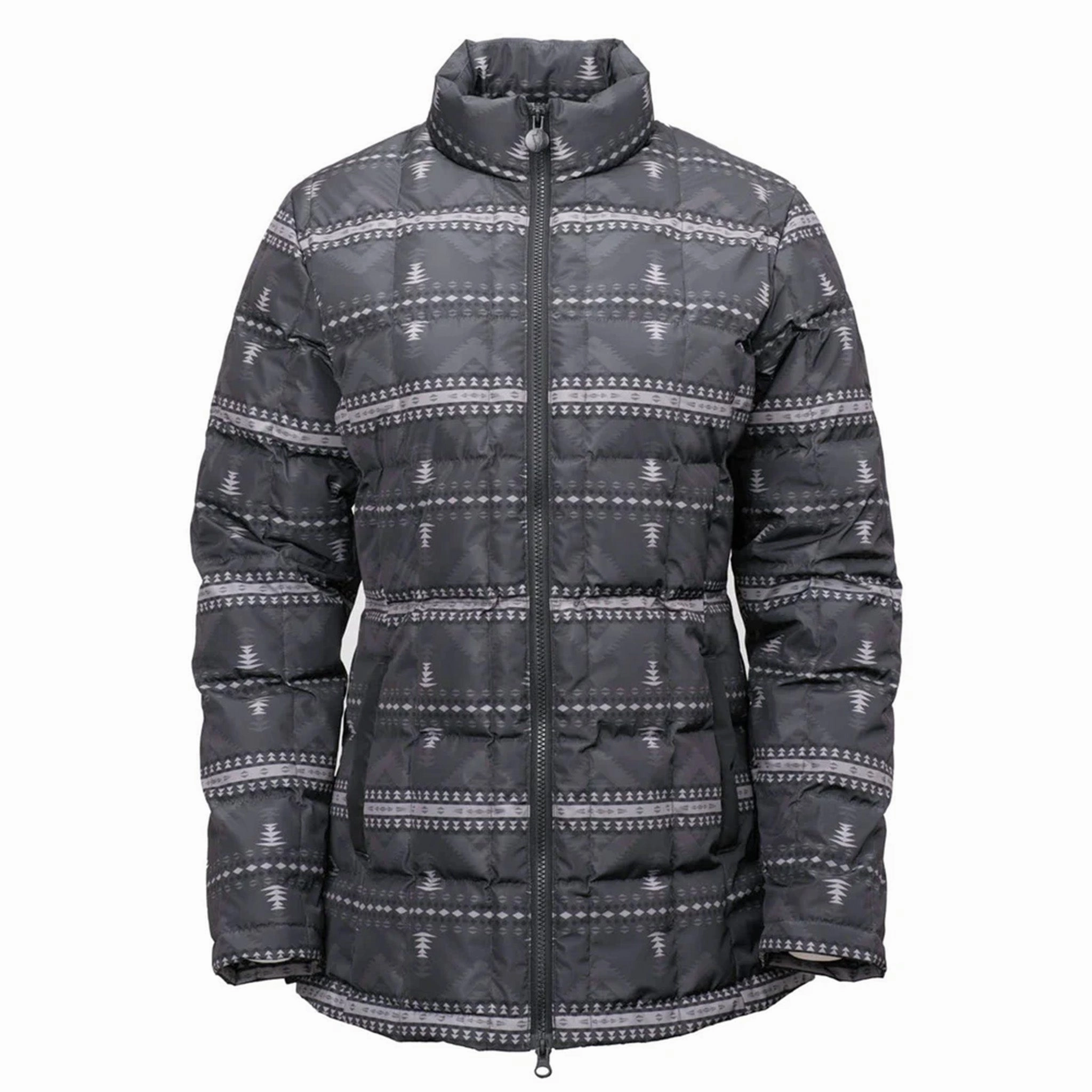 Outback Women's Black and Gray Aztec Irma Puffer Jacket Weekend Ready