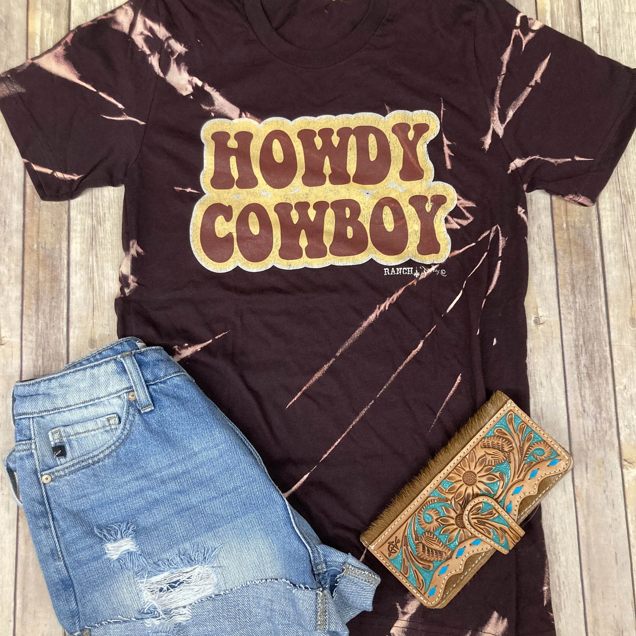 ReflectiveAccents Durable Double Stitching Howdy Cowboy Tie Dye Tee