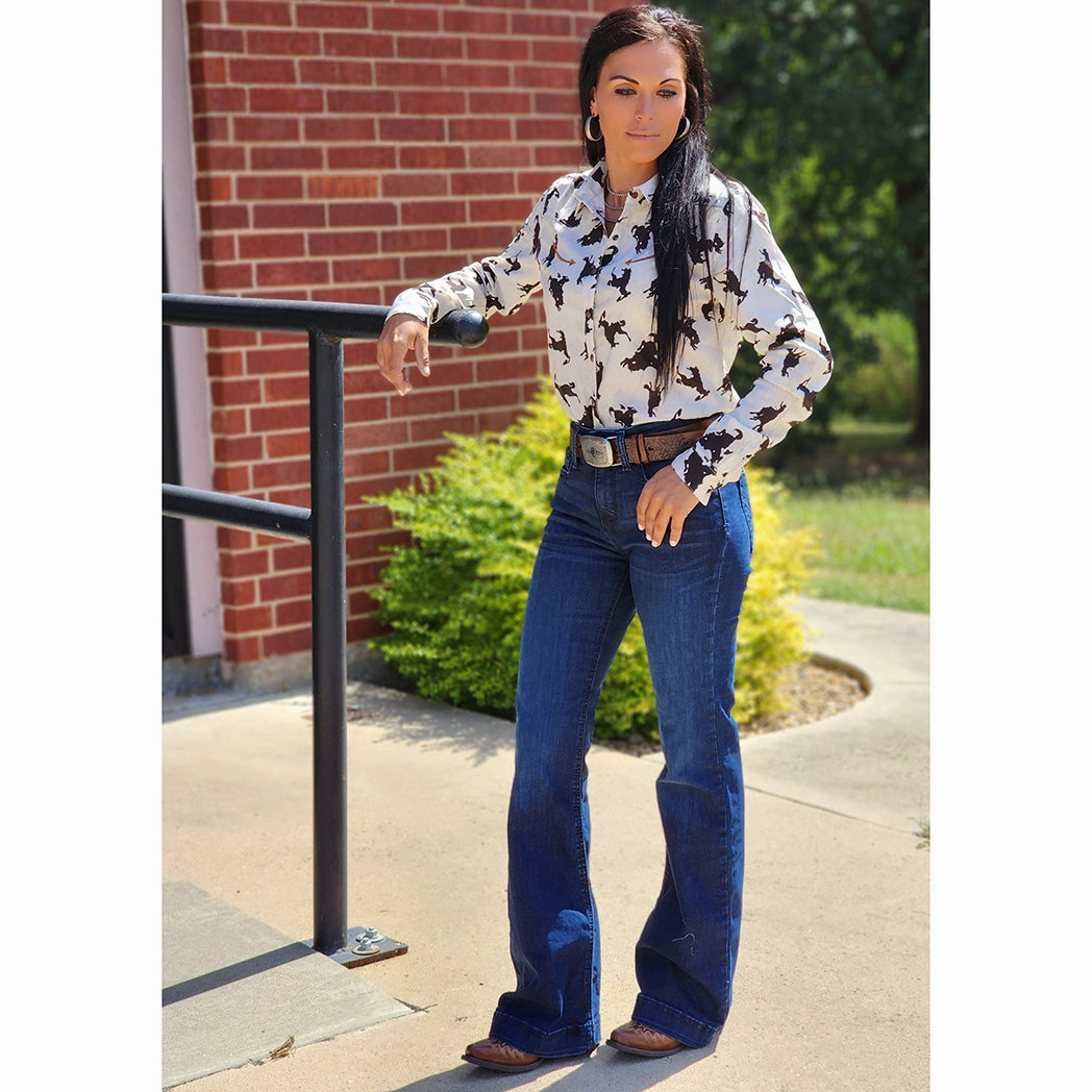 Recycled Polyester Cruel Girl Cream Bucking Horse Shirt