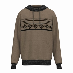 Hooey Men's Taos Tan Black Pattern Hoodie Smooth Zipper Track Neutral palette