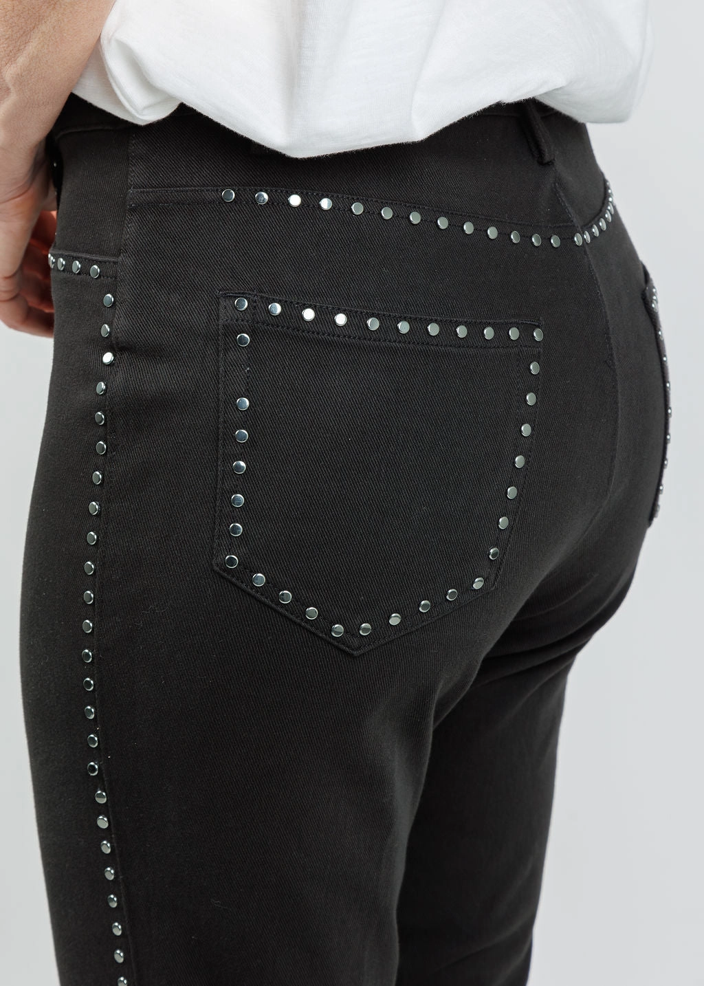 Flowy legs Breathable Wear Fit Jordene Studded Ankle Baby Boot Jeans - Black