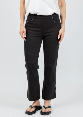 Jordene Studded Ankle Baby Boot Jeans - Black ExtendedSizeRange LightweightConstruction