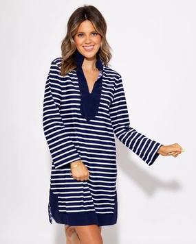 Jude Connally | Kate Dress in Everyday Navy Stripe Sheer Light