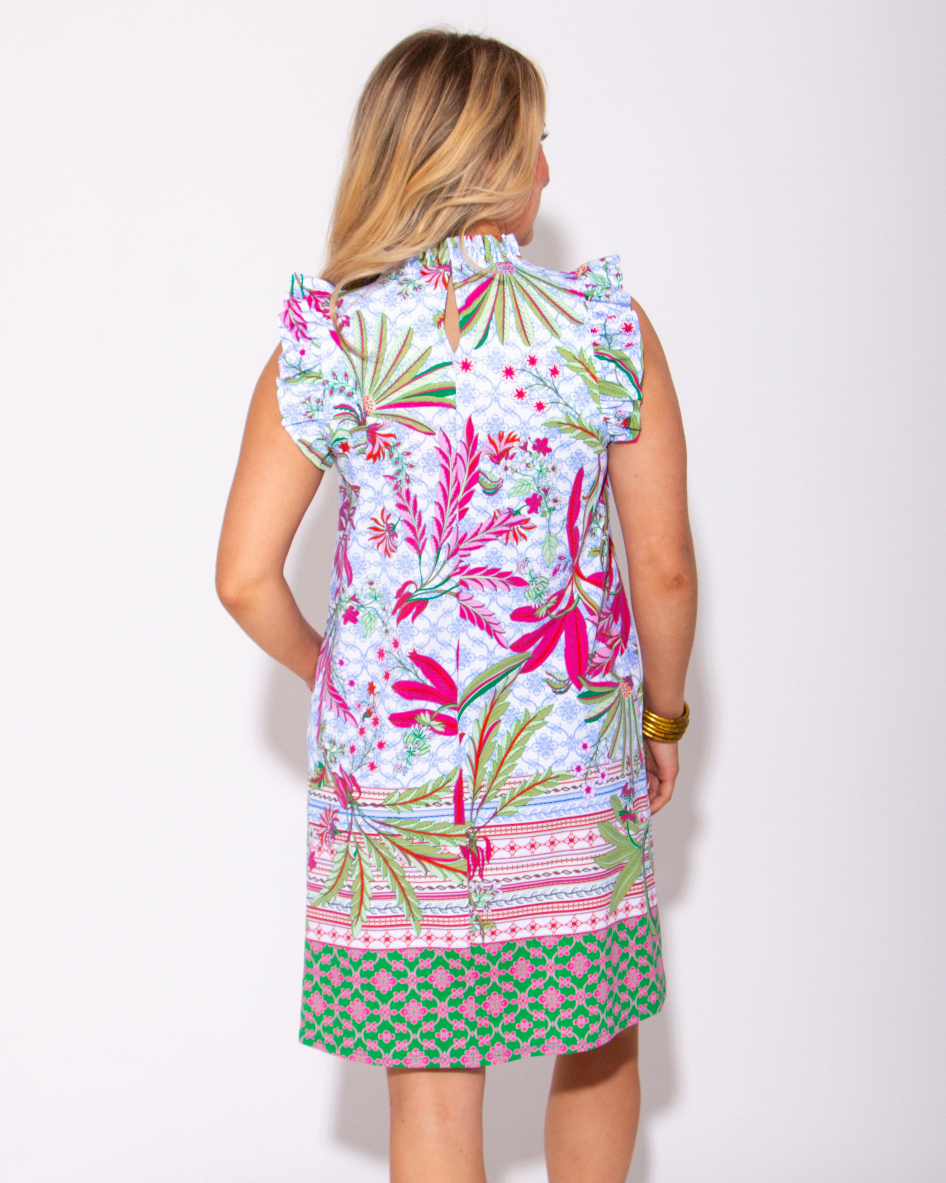 Jude Connally | Shari Dress in Palm Royal White Fit Choice Soft Structure