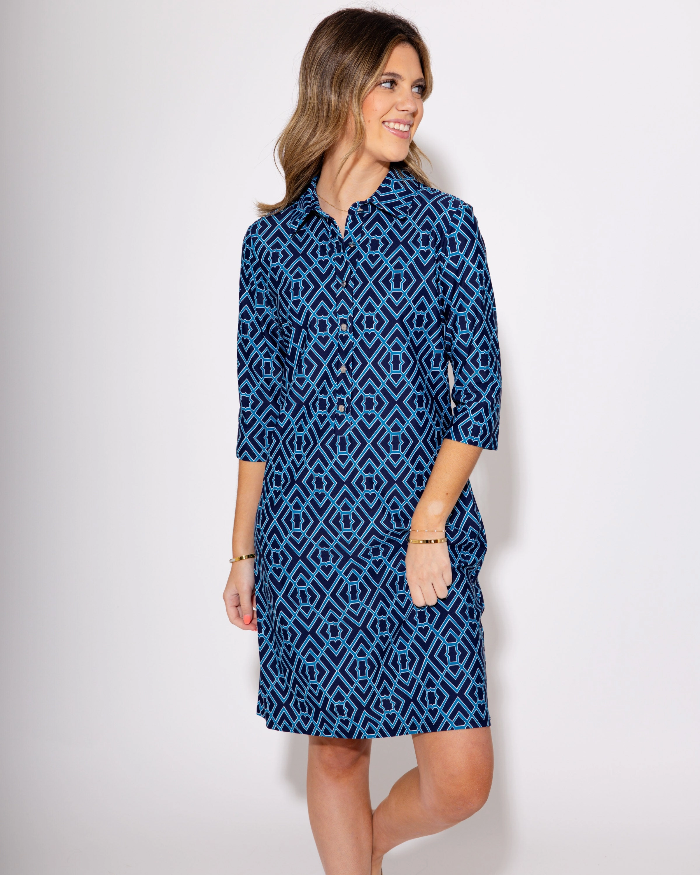 Sister Charm Jude Connally | Susanna Dress in Garden Lattice Navy/Peacock