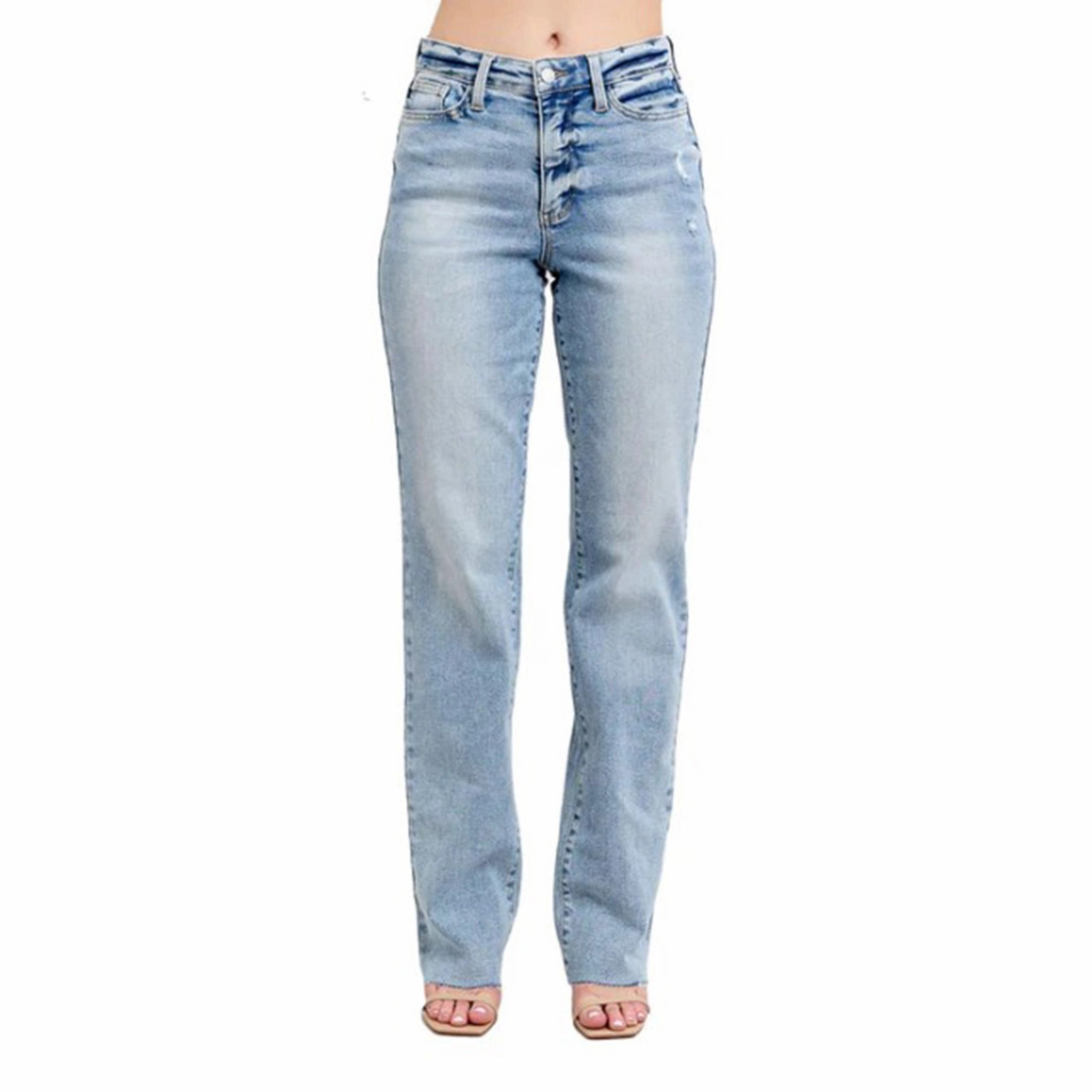 Judy Blue Women's Medium Rise Light Wash Dad Jeans High-Quality Fit Unisex Fashion