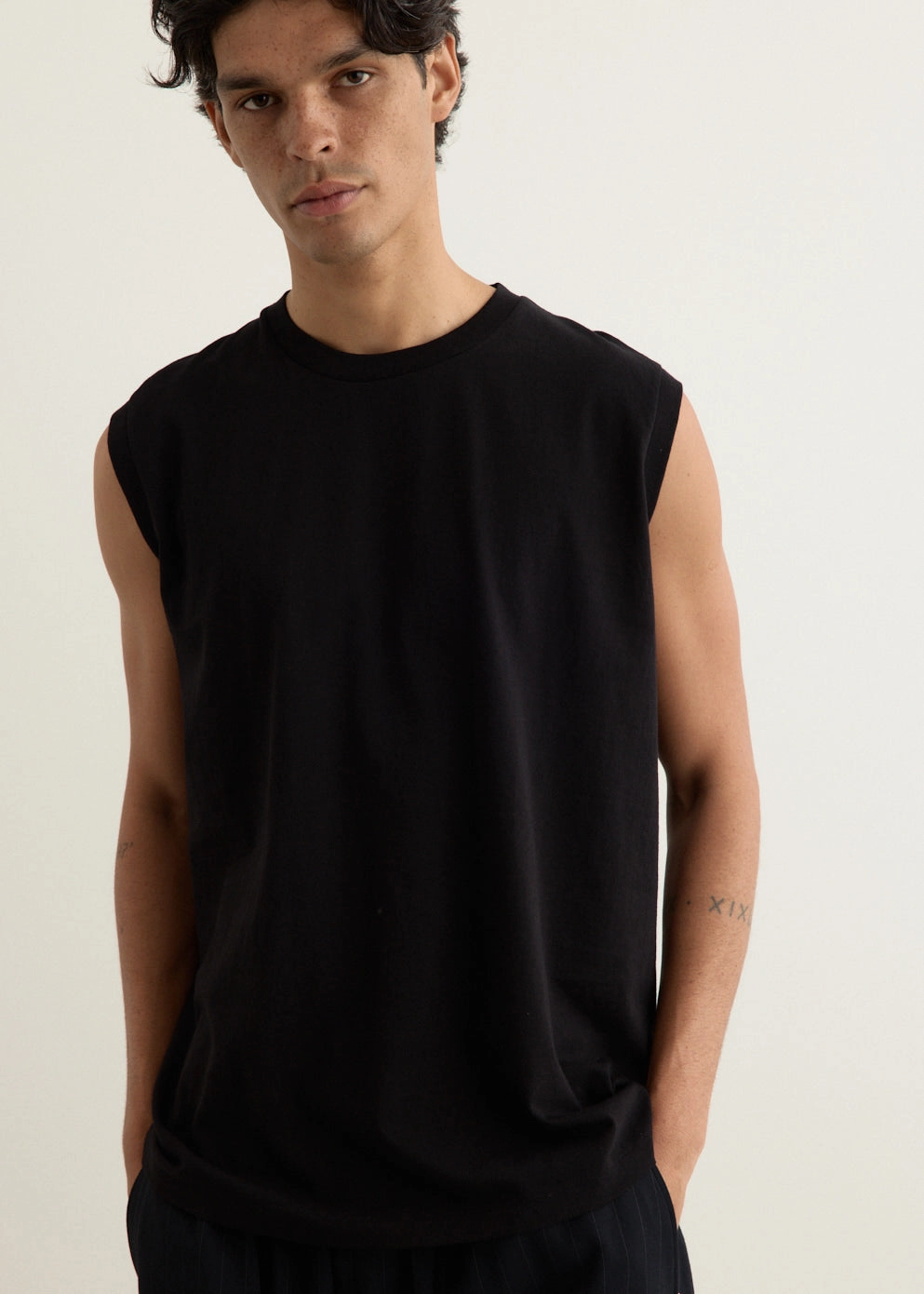 Basic Layering Cotton Jersey Sleeveless T-Shirt