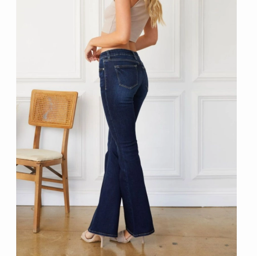 Adjustable Belt Loops Dynamic Style KanCan Ashley Mid Rise Flare