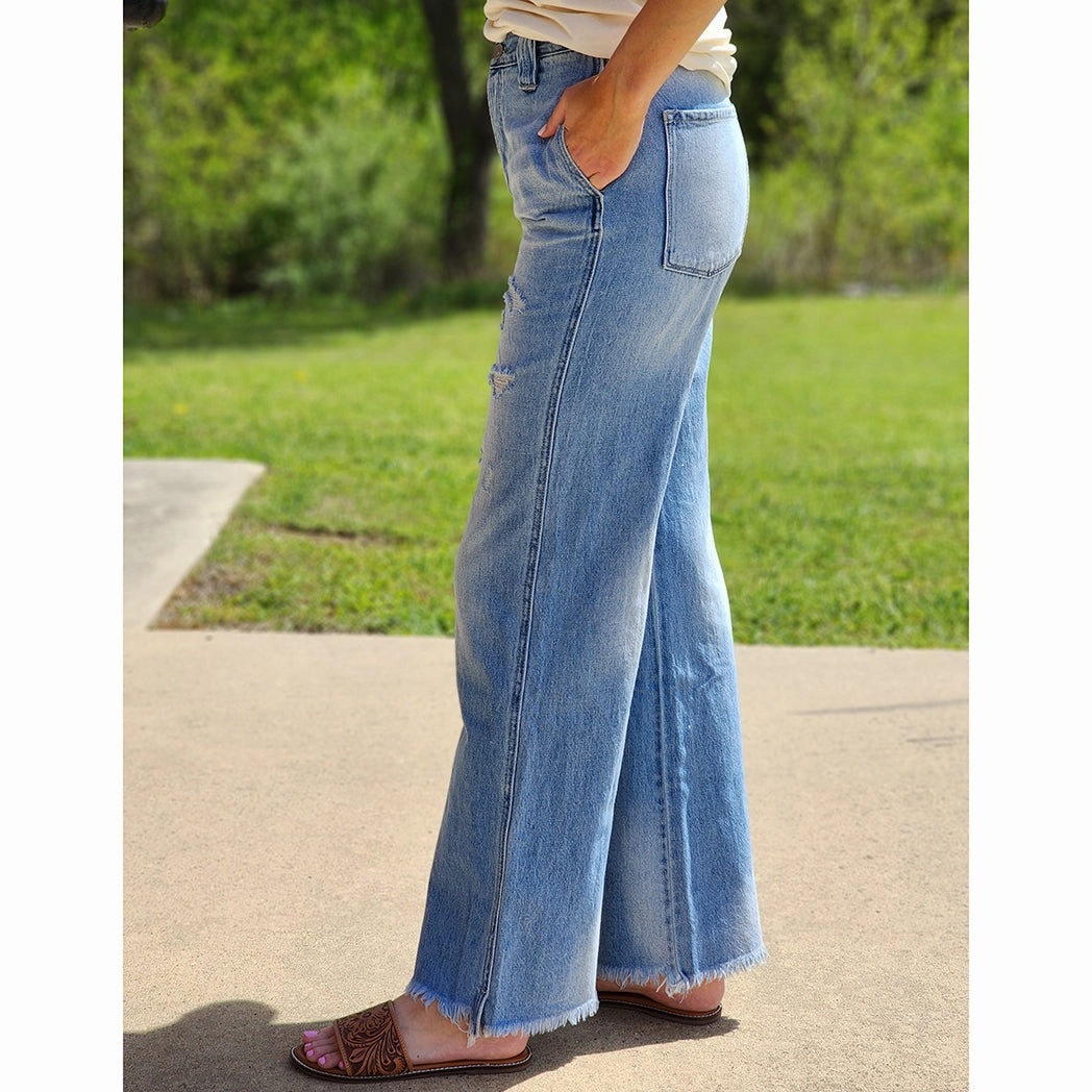 KanCan Louise Ultra High Rise 90's Medium Wash Denim Morning Stroll Stretch