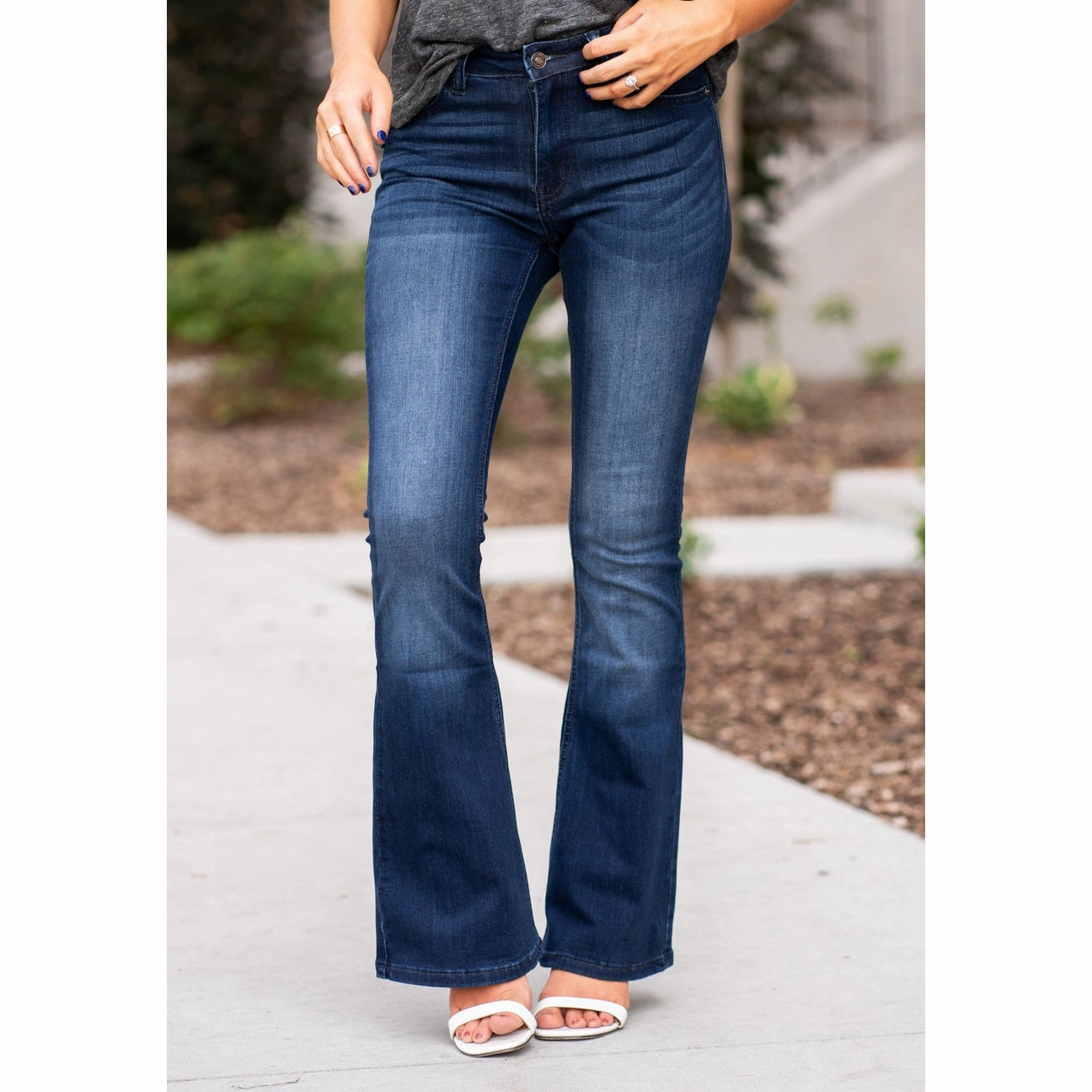 Spring Mood Slim All-day Comfort KanCan Petite Mid Rise Flare Jean