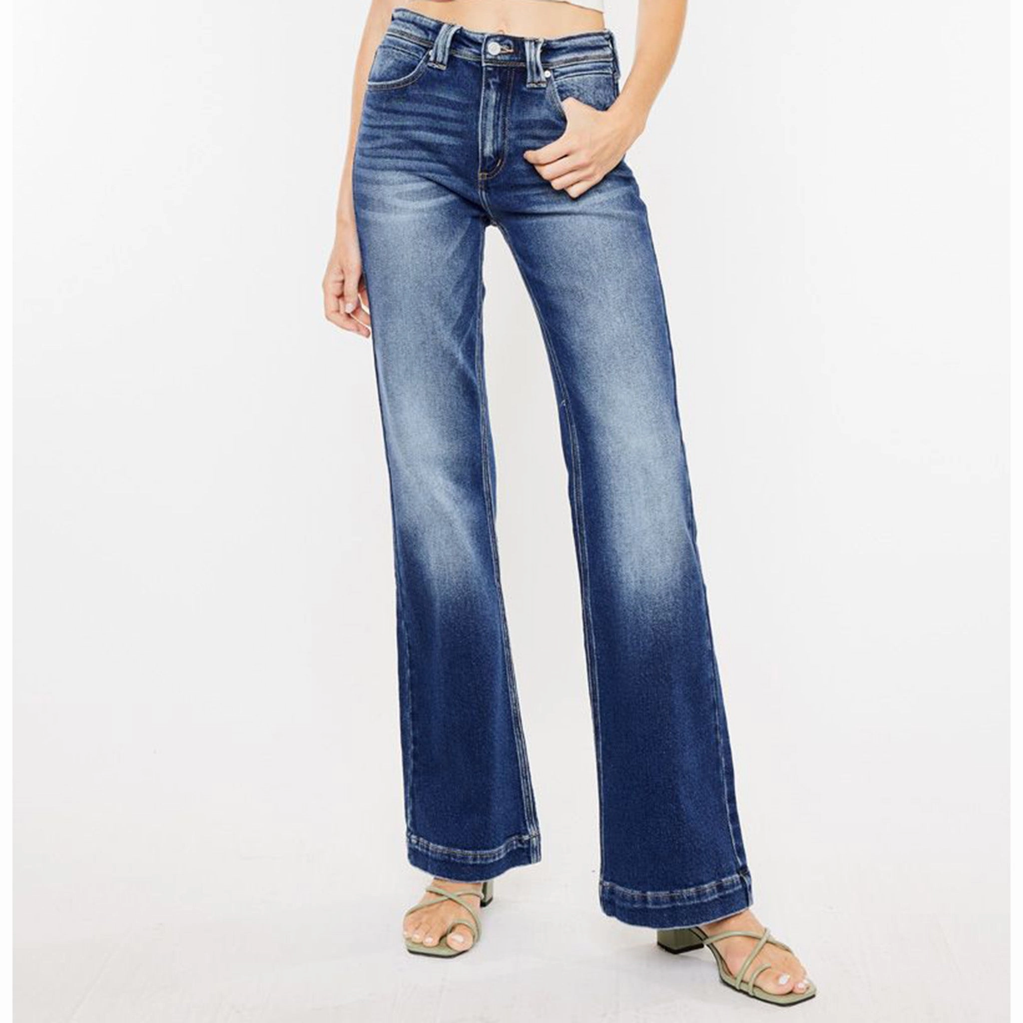 Versatile Winter Warmth Morning Stroll Professional Wear Brunch Outfit KanCan Women's Med Stone High Rise Flare